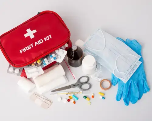 first aid kit opened